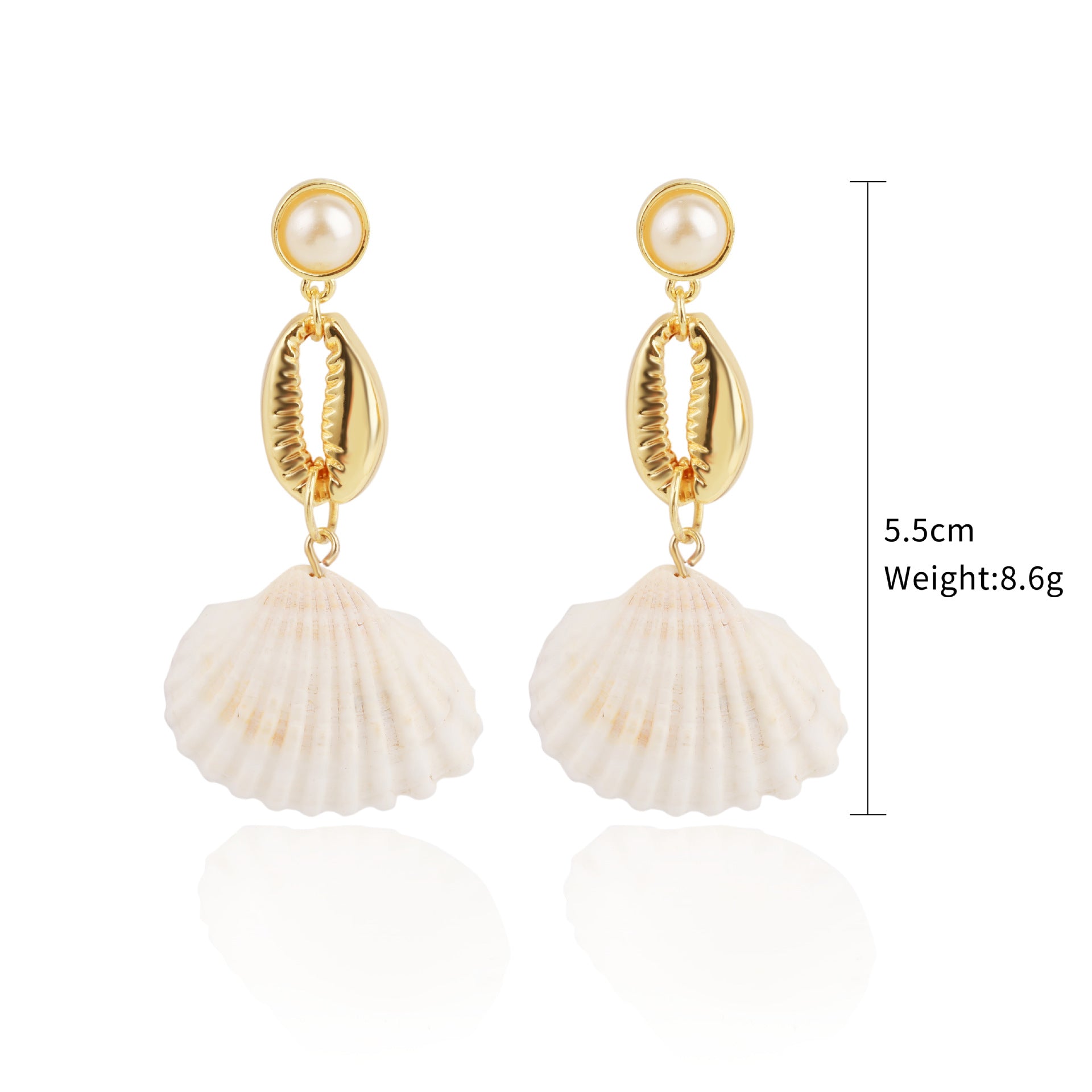 Wholesale Conch Shell Trend Ocean Alloy Natural Shell Earrings