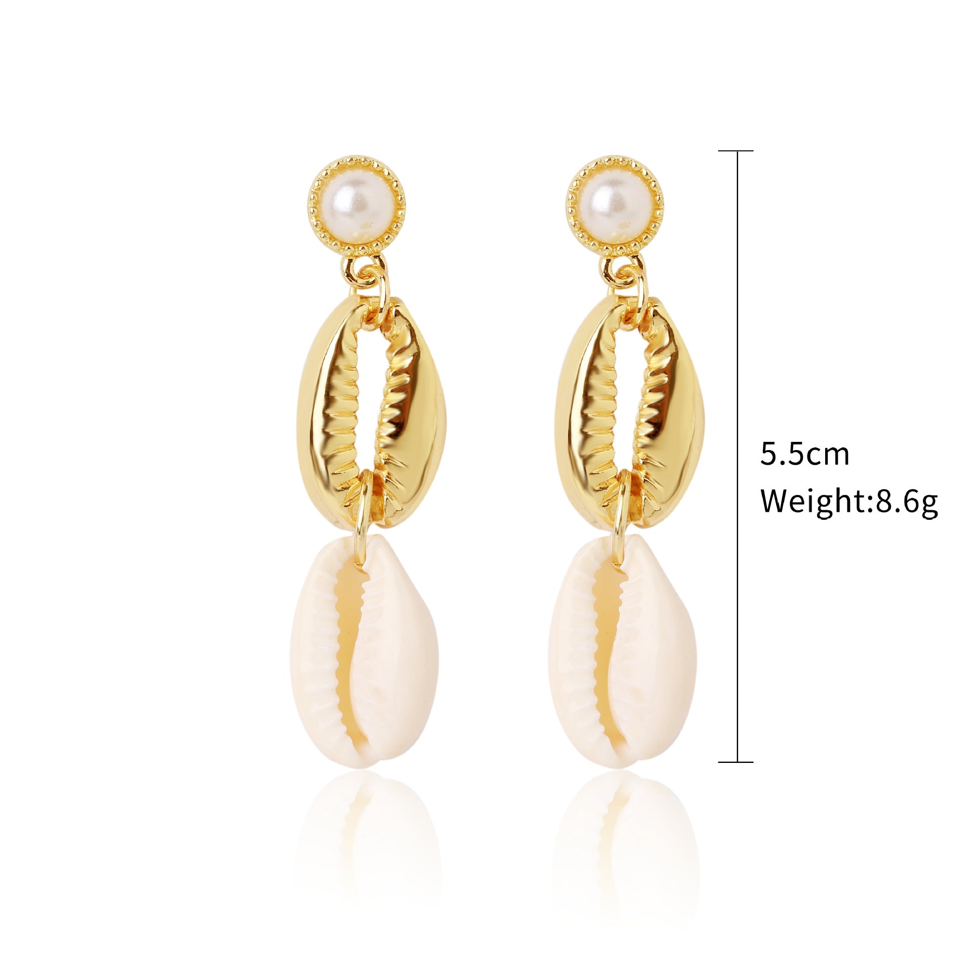 Wholesale Conch Shell Trend Ocean Alloy Natural Shell Earrings