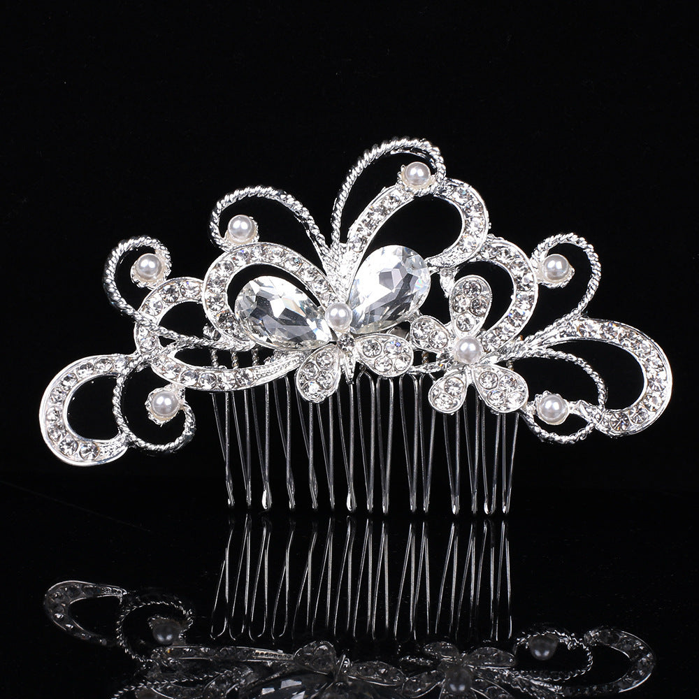 Wholesale Alloy Diamond Inlaid Pearl Hair Comb Hair Clip
