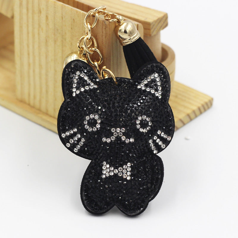 Wholesale 12pcs Creative Cartoon Kitten Diamond Keychain