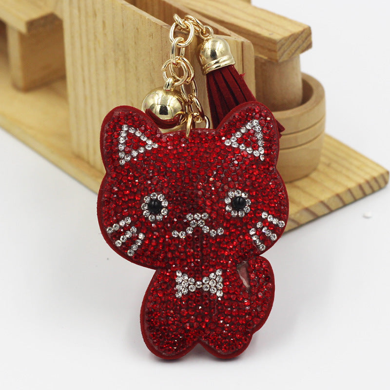 Wholesale 12pcs Creative Cartoon Kitten Diamond Keychain