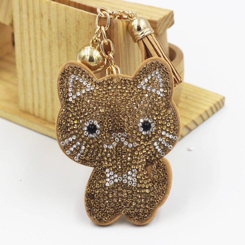 Wholesale 12pcs Creative Cartoon Kitten Diamond Keychain