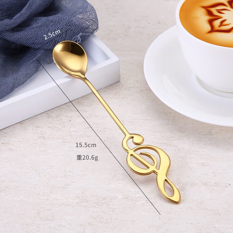 Wholesale Creative note spoon 304 stainless steel coffee spoon mixing ice spoon