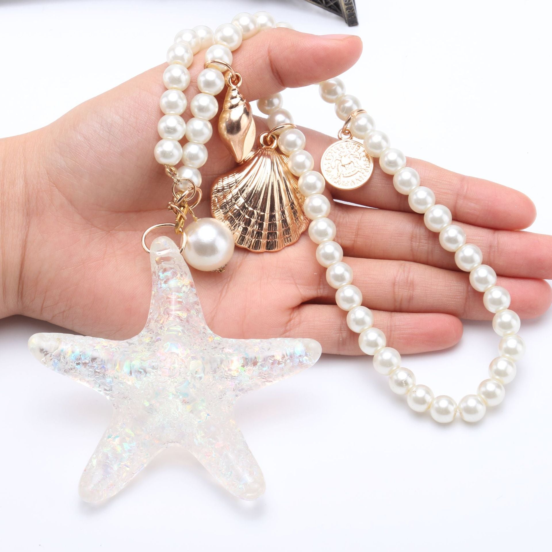 Wholesale Crystal Starfish Tassel Keychains