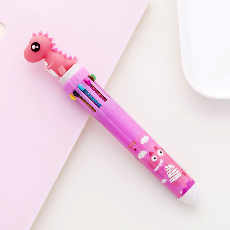Wholesale Plastic Cute Hippopotamus Dinosaur 10 Color Ballpoint Pen