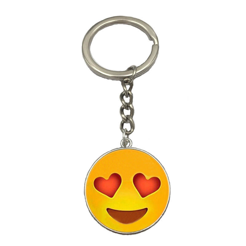 Wholesale Emoji Smiling Face 25MM Time Gemstone Alloy Keychain