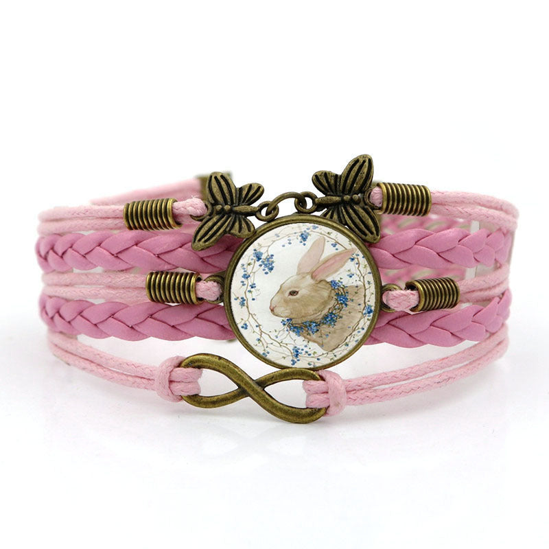Wholesale Easter Rabbit Time Gemstone Butterfly 8-character Combination Alloy Bracelet