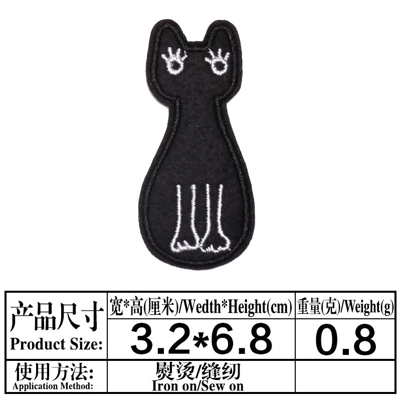 Wholesale Chic Cartoon Cat Embroidered Patches Iron On Appliques For Kids Clothing