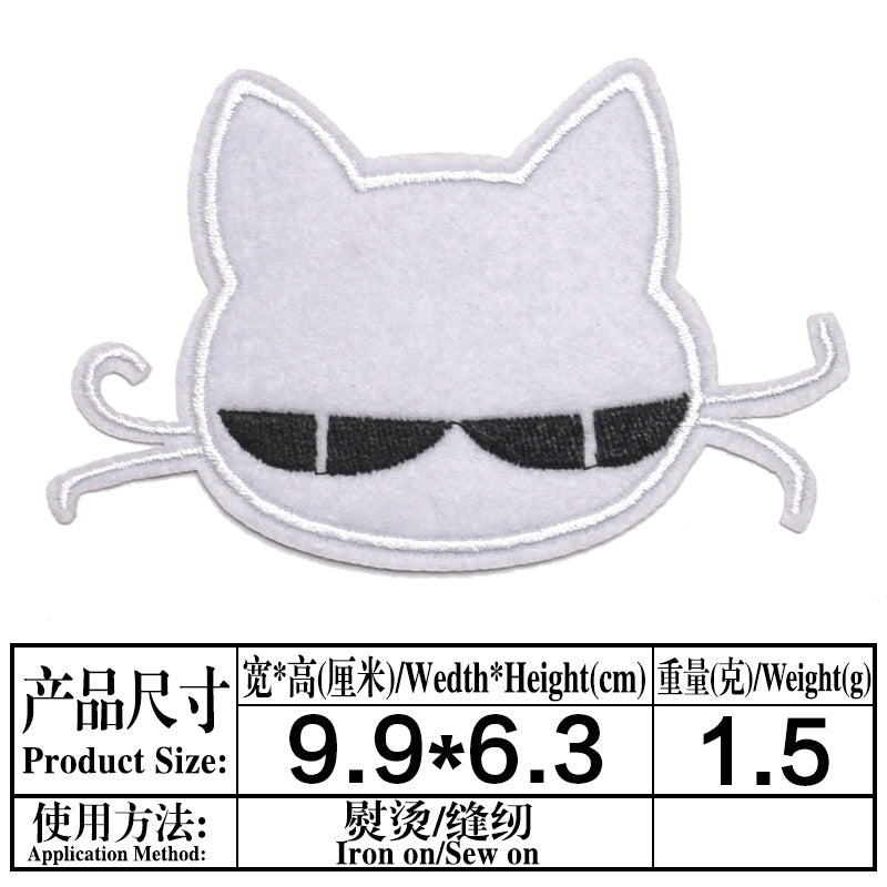 Wholesale Chic Cartoon Cat Embroidered Patches Iron On Appliques For Kids Clothing