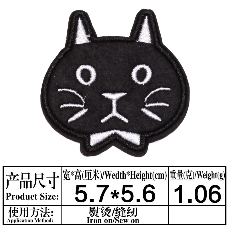 Wholesale Chic Cartoon Cat Embroidered Patches Iron On Appliques For Kids Clothing