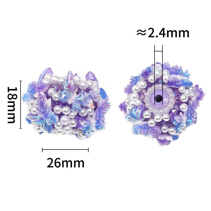 Wholesale 10pcs Full Diamond Pearl Rose Butterfly Diamond Ball Heavy Industry DIY Beads
