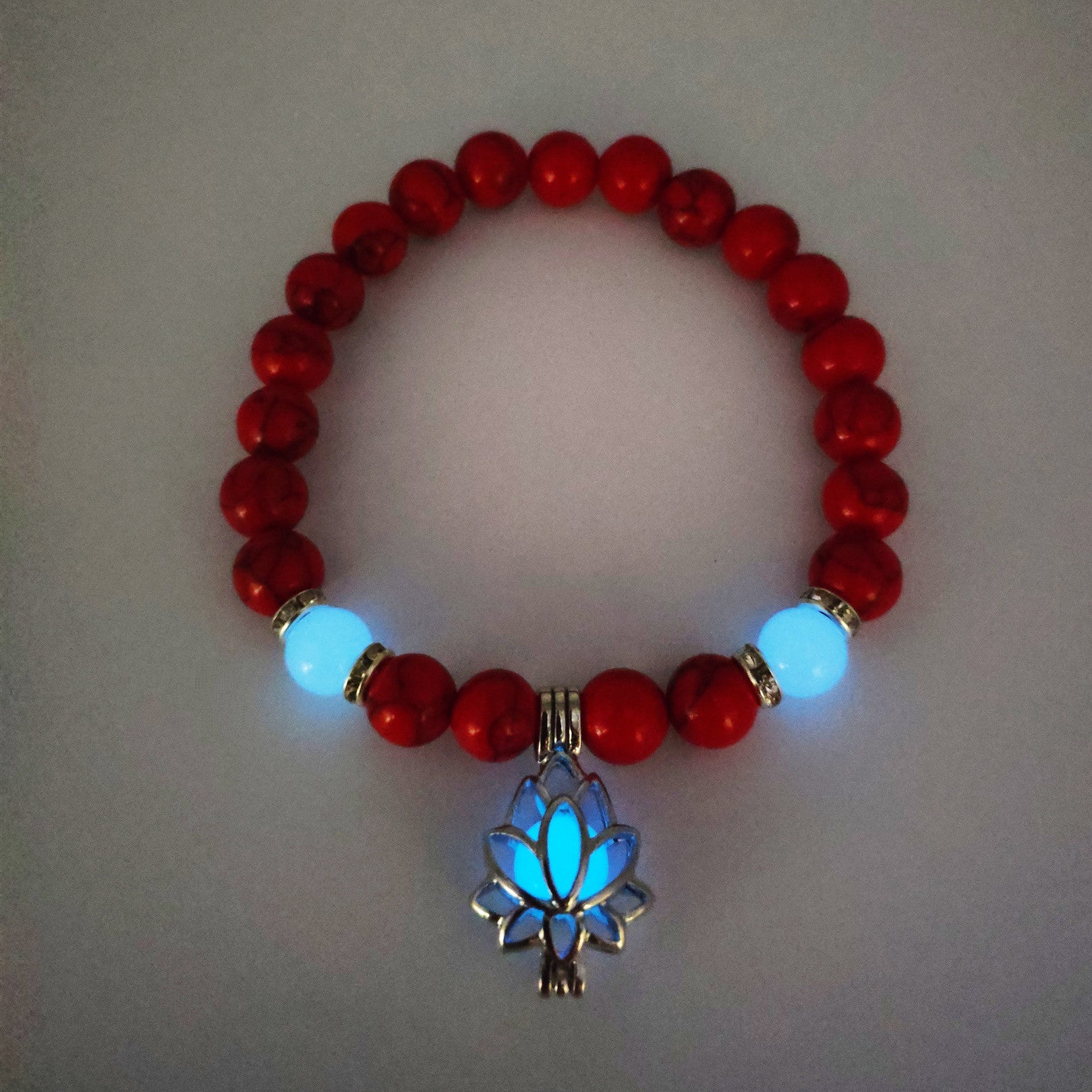 Wholesale Turquoise Luminous Lotus Sanskrit Beaded Bracelet