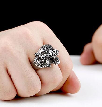 Wholesale Open tiger head men's vintage ring