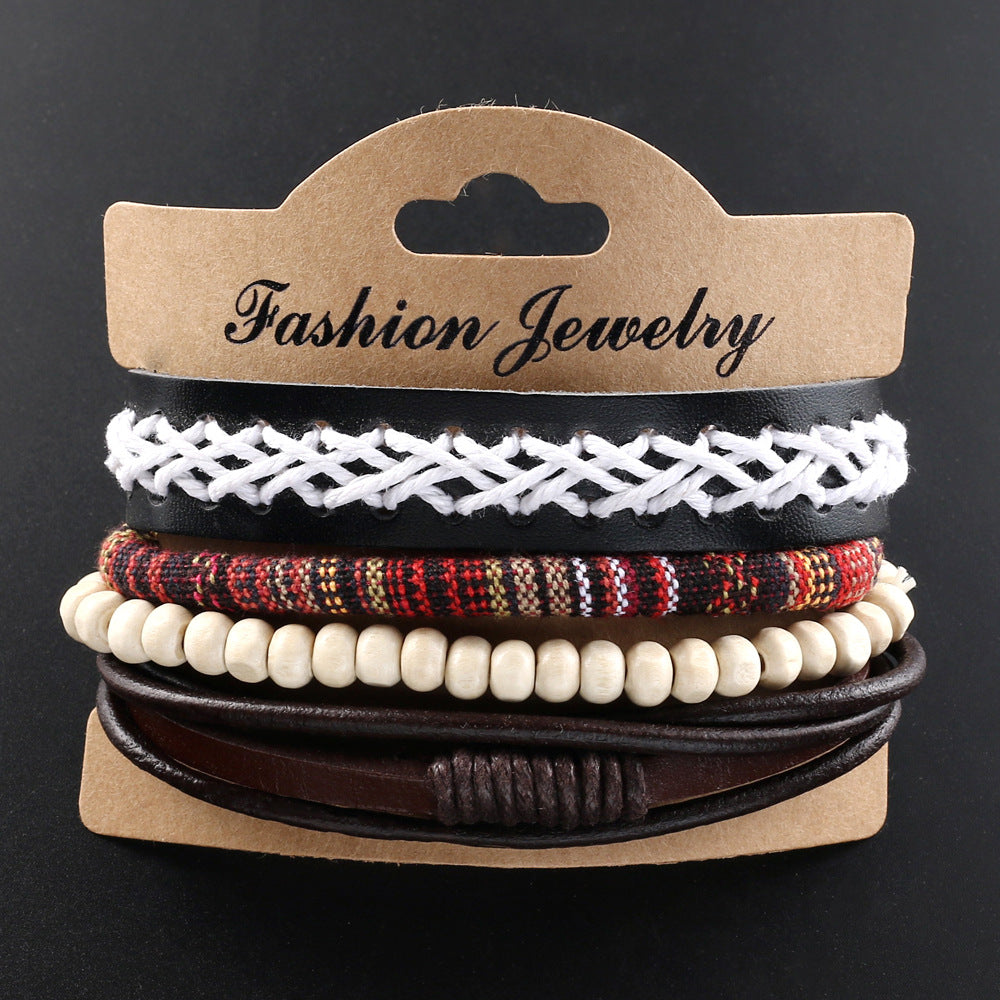 Wholesale Ethnic Style Retro Hand Woven Cowhide Bracelets