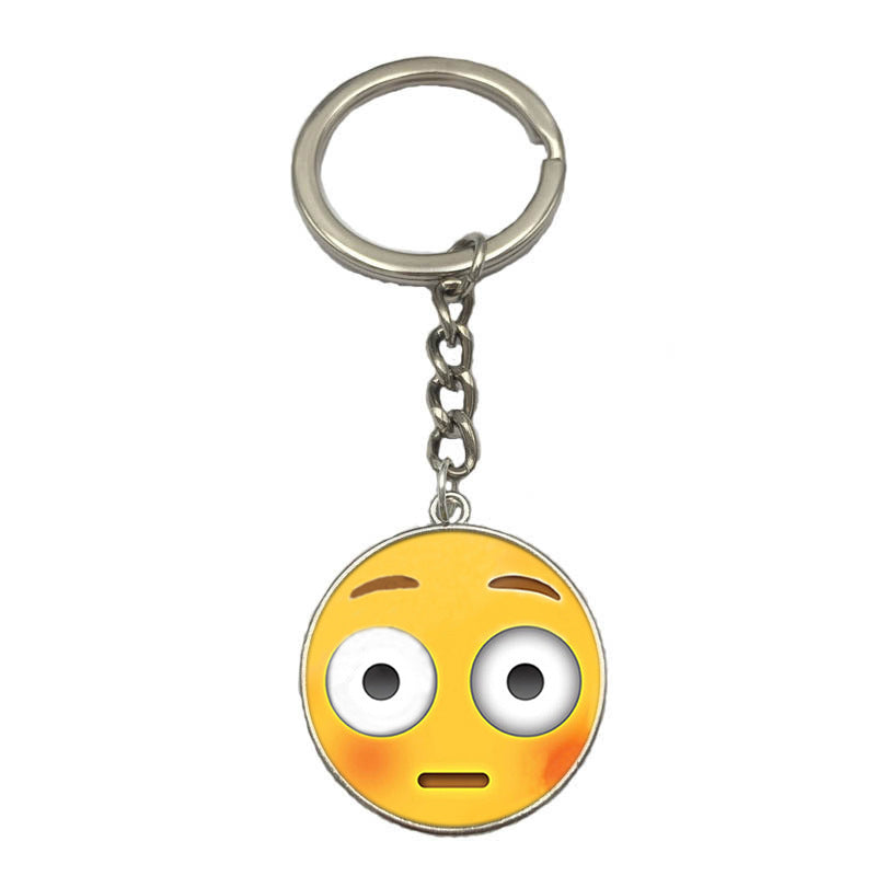Wholesale Emoji Smiling Face 25MM Time Gemstone Alloy Keychain
