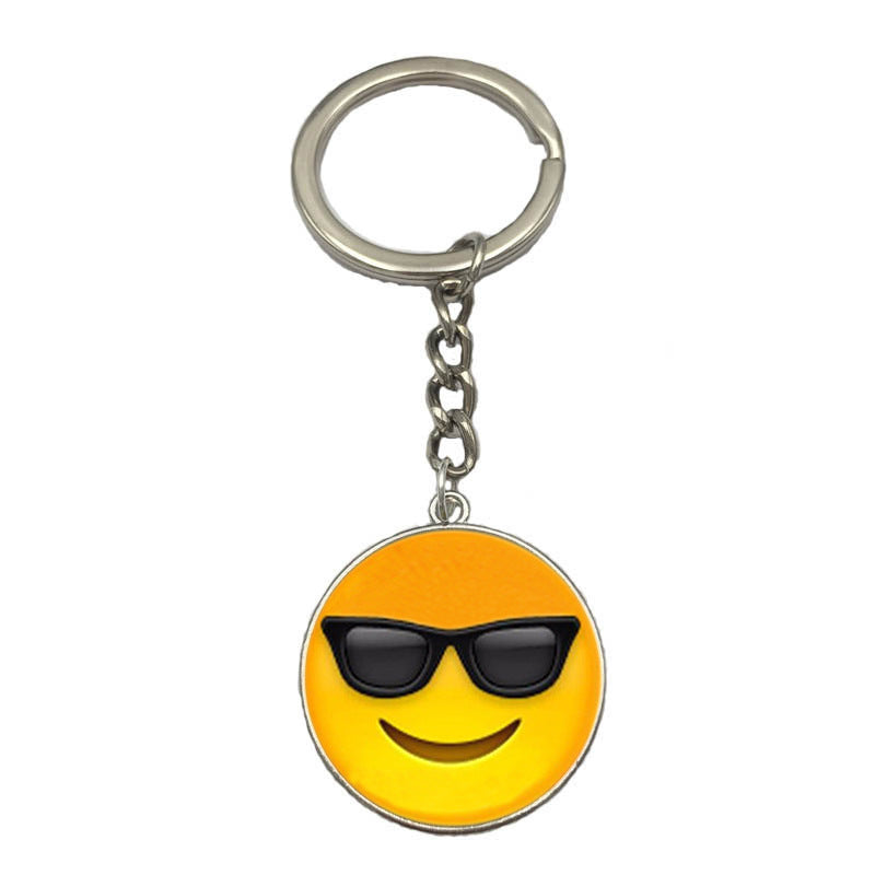 Wholesale Emoji Smiling Face 25MM Time Gemstone Alloy Keychain