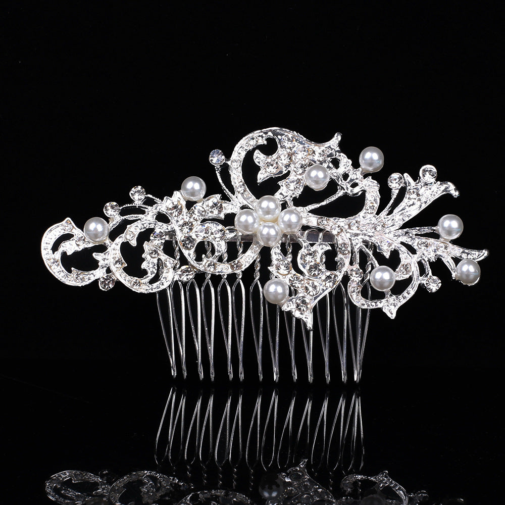 Wholesale Alloy Diamond Inlaid Pearl Hair Comb Hair Clip