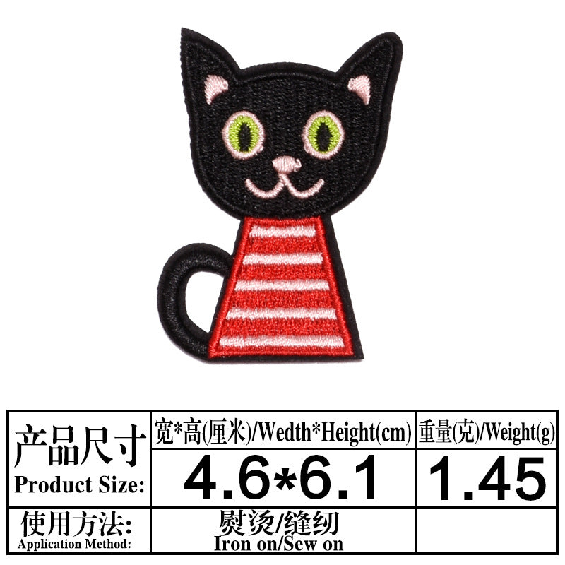 Wholesale Chic Cartoon Cat Embroidered Patches Iron On Appliques For Kids Clothing