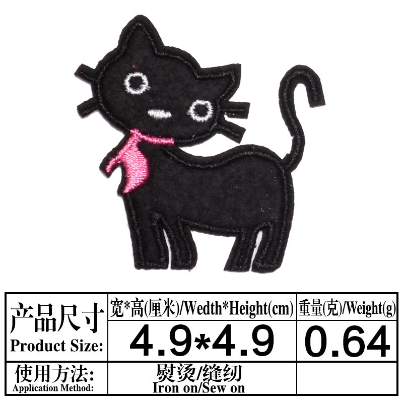 Wholesale Chic Cartoon Cat Embroidered Patches Iron On Appliques For Kids Clothing