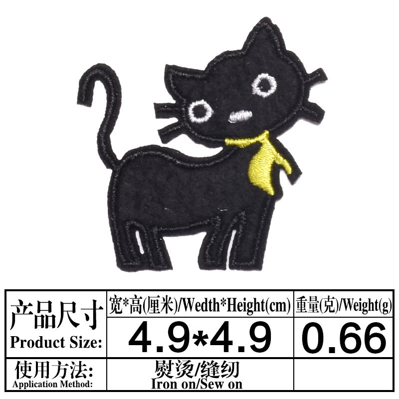 Wholesale Chic Cartoon Cat Embroidered Patches Iron On Appliques For Kids Clothing