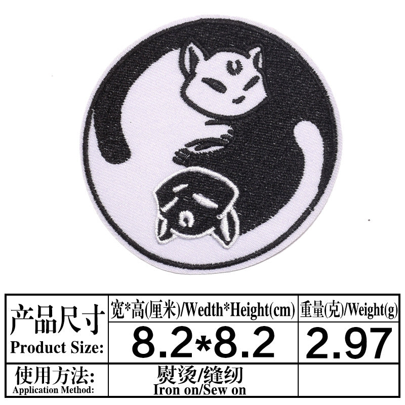 Wholesale Chic Cartoon Cat Embroidered Patches Iron On Appliques For Kids Clothing
