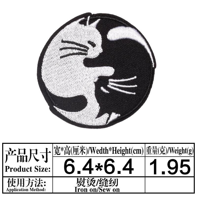 Wholesale Chic Cartoon Cat Embroidered Patches Iron On Appliques For Kids Clothing