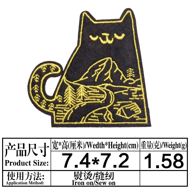 Wholesale Chic Cartoon Cat Embroidered Patches Iron On Appliques For Kids Clothing