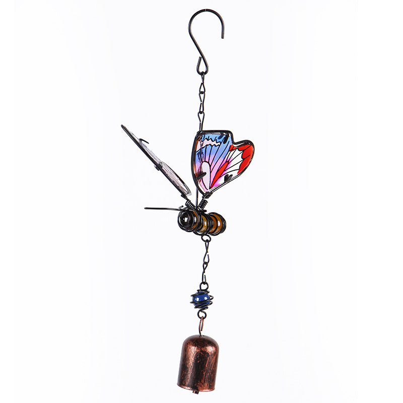 Wholesale Wind Chime 3D Butterfly Iron Metal Glass Ornament