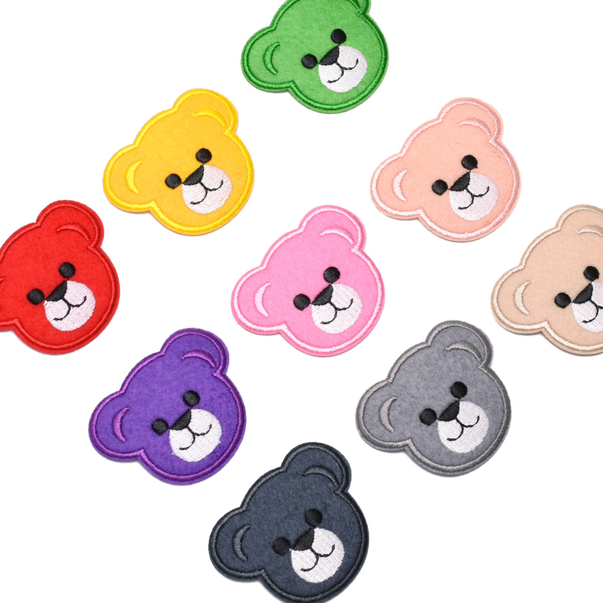 Wholesale Cute Bear Head Cloth Patches Set Of 9 DIY Decorative Repair Patches For Clothing Fashion Accessory