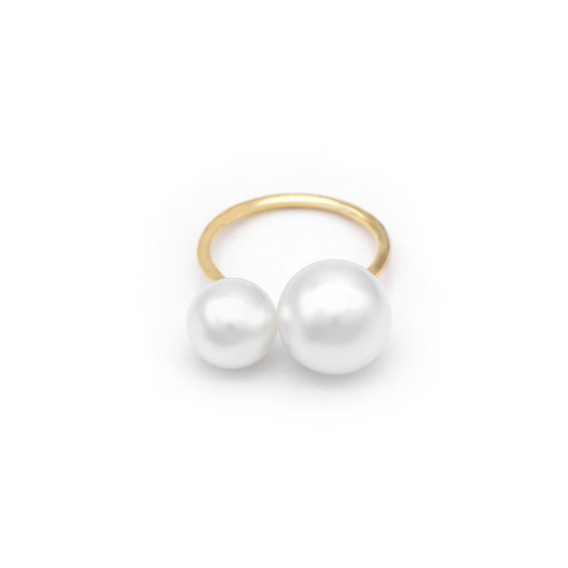 Wholesale Big and small pearl open exaggerated ring
