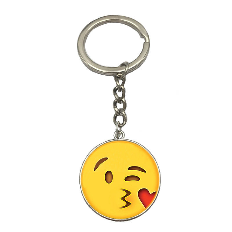 Wholesale Emoji Smiling Face 25MM Time Gemstone Alloy Keychain
