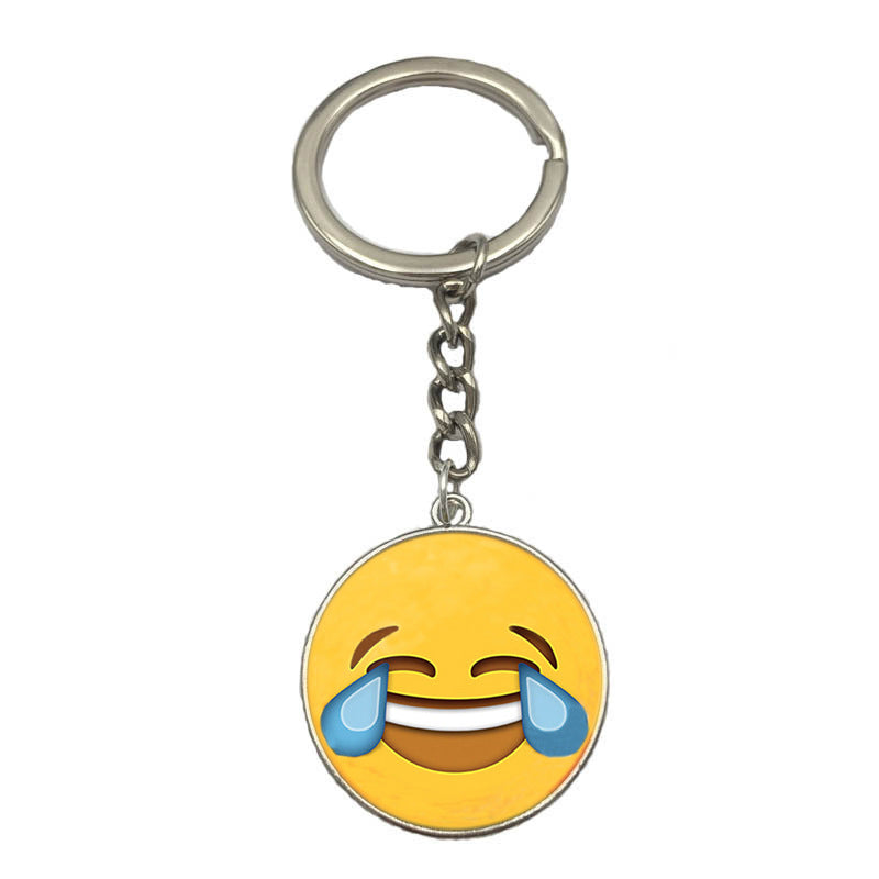 Wholesale Emoji Smiling Face 25MM Time Gemstone Alloy Keychain