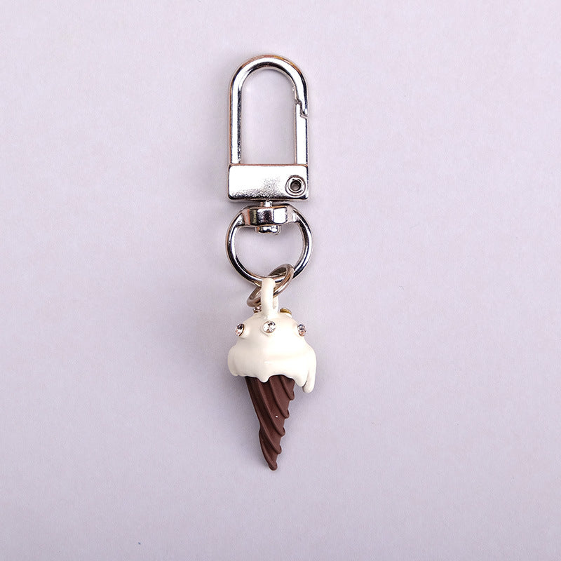 Wholesale Bag Pendant with Diamond Ice Cream Metal Keychain