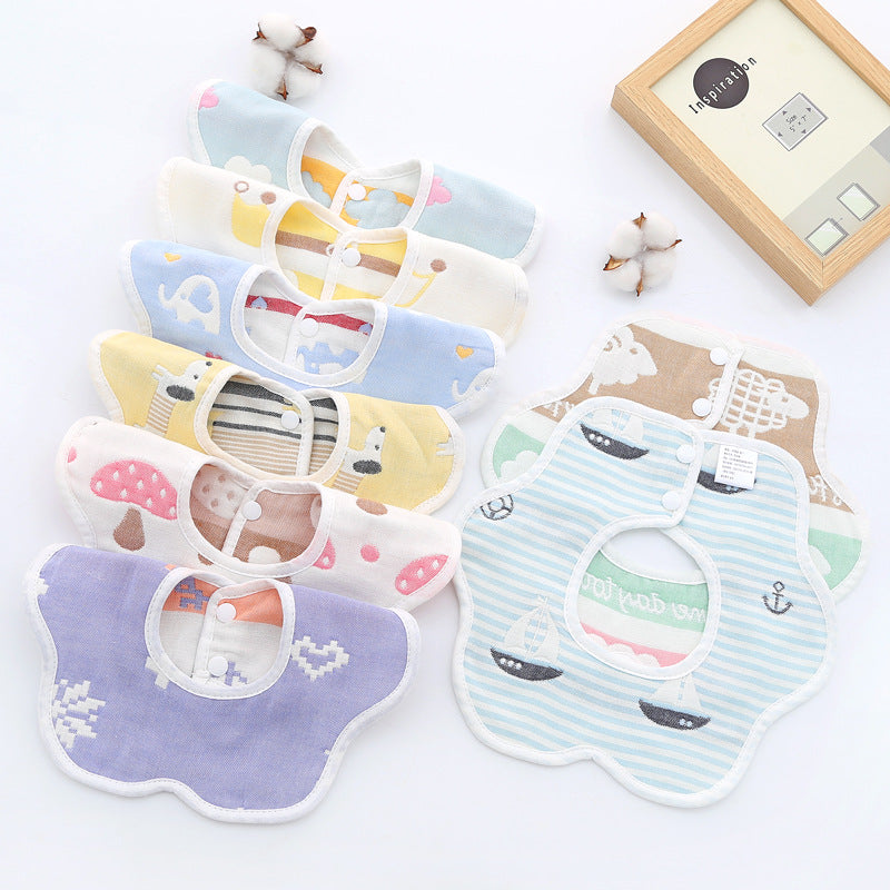 Wholesale Petal bib cotton factory direct sale Wholesale 360 octagonal six-layer gauze cotton plum petal bib