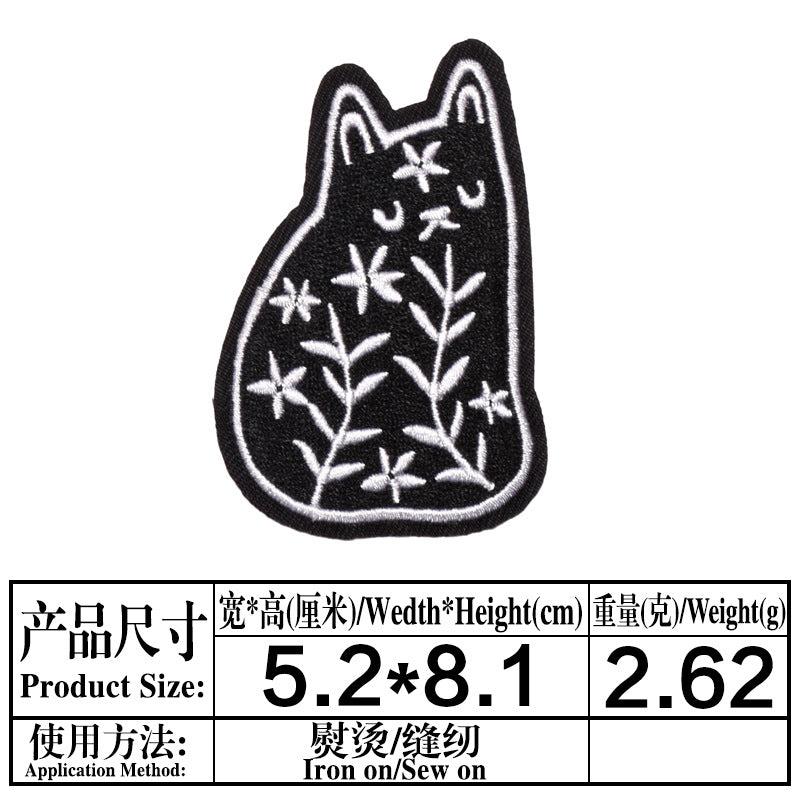 Wholesale Chic Cartoon Cat Embroidered Patches Iron On Appliques For Kids Clothing