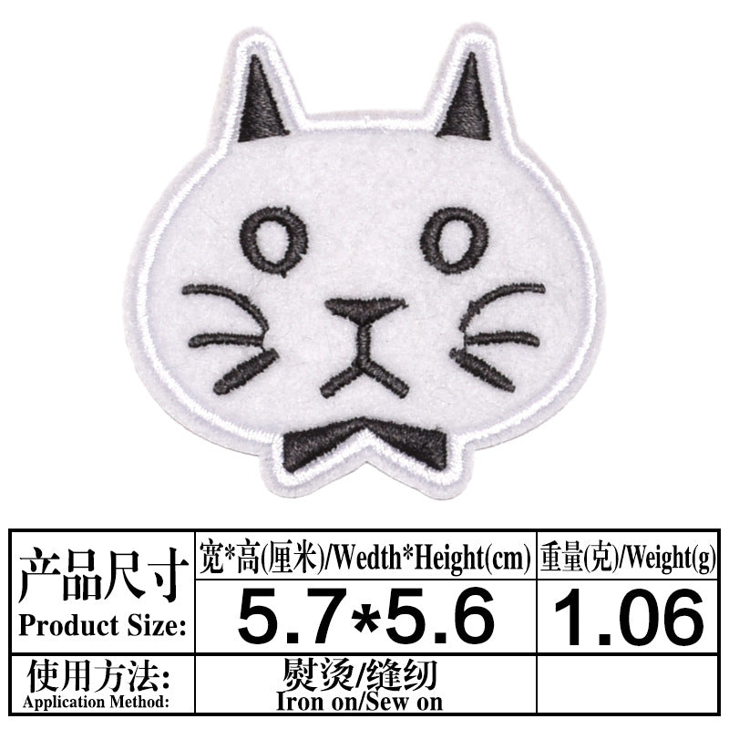 Wholesale Chic Cartoon Cat Embroidered Patches Iron On Appliques For Kids Clothing