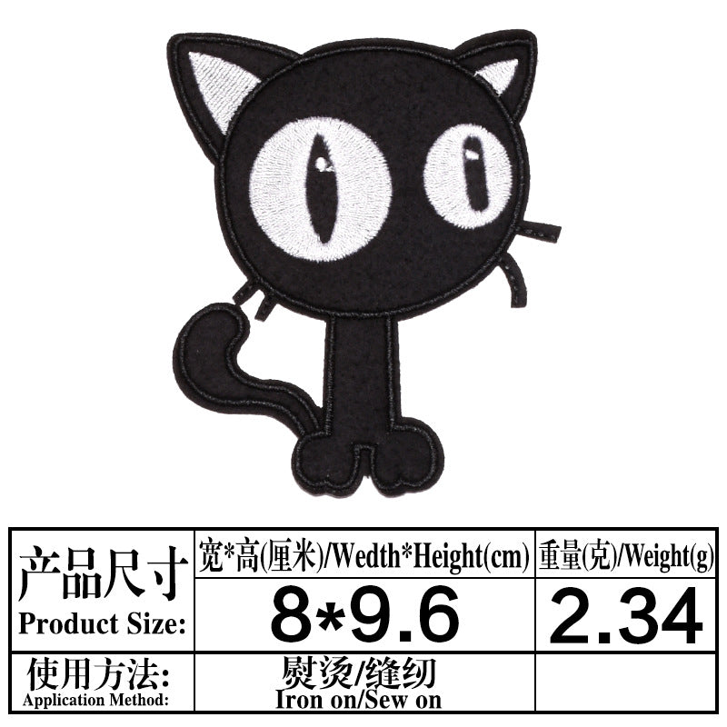 Wholesale Chic Cartoon Cat Embroidered Patches Iron On Appliques For Kids Clothing