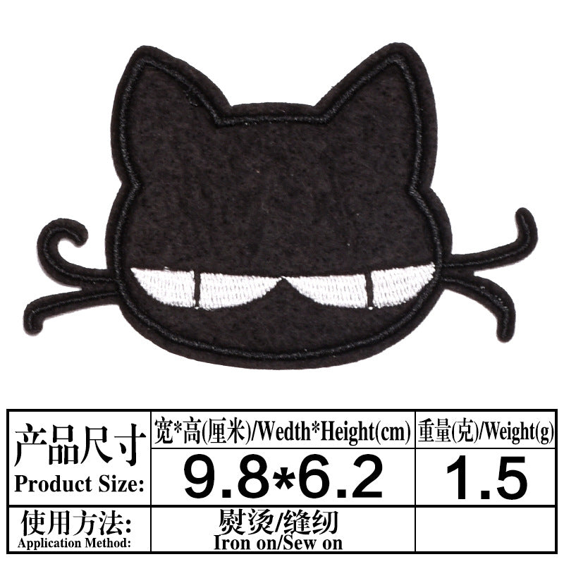 Wholesale Chic Cartoon Cat Embroidered Patches Iron On Appliques For Kids Clothing