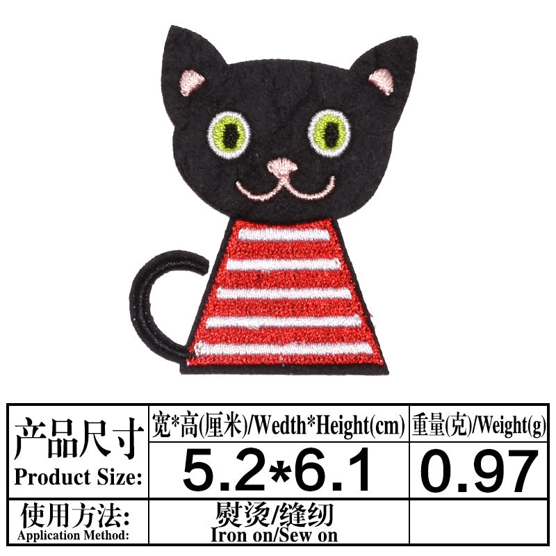 Wholesale Chic Cartoon Cat Embroidered Patches Iron On Appliques For Kids Clothing