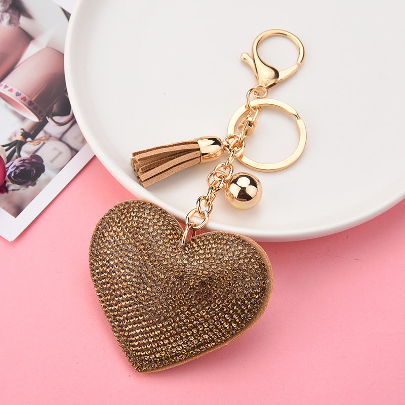 Wholesale Creative Heart-Shaped Diamond-Encrusted Bag Keychain