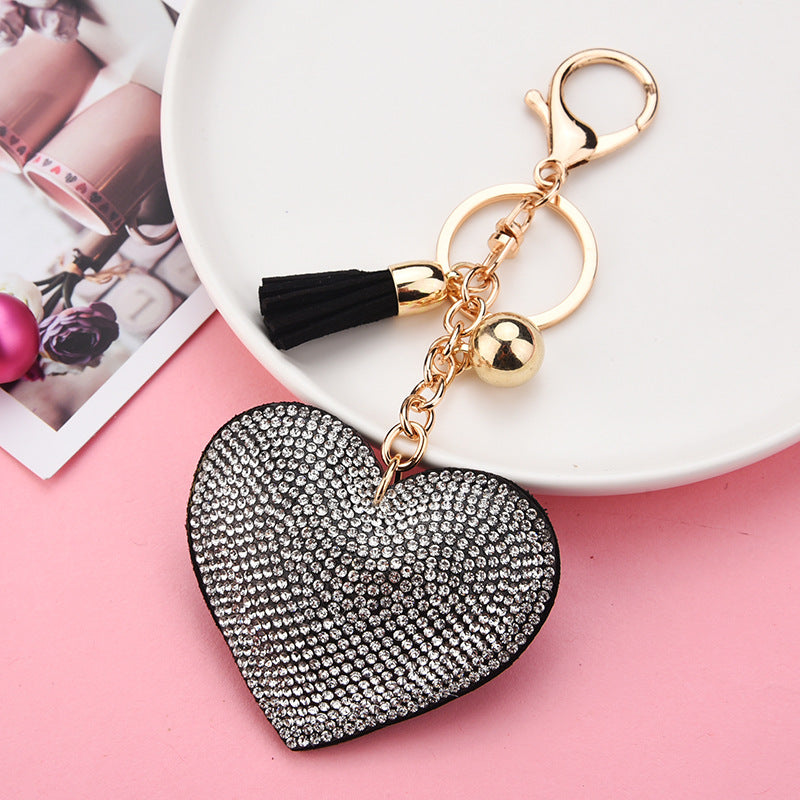 Wholesale Creative Heart-Shaped Diamond-Encrusted Bag Keychain