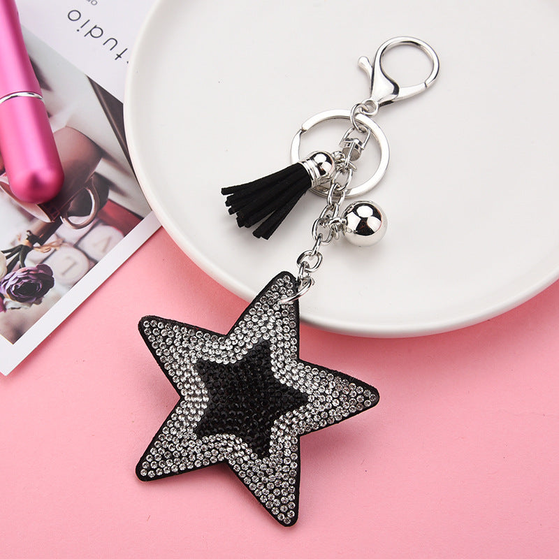Wholesale Sequin Creative Two-color Diamond Five-pointed Star Tassel Keychain