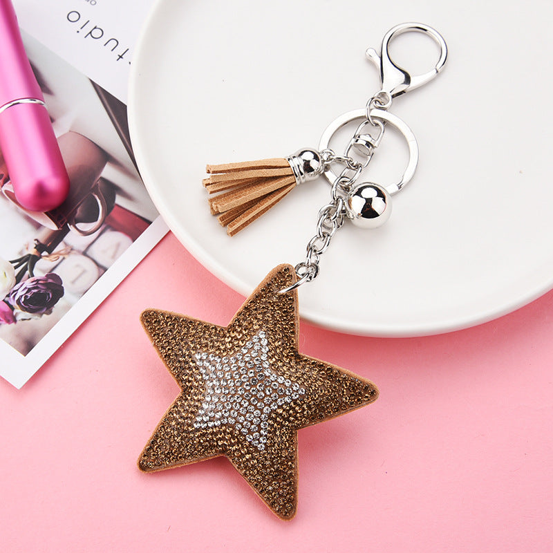 Wholesale Sequin Creative Two-color Diamond Five-pointed Star Tassel Keychain