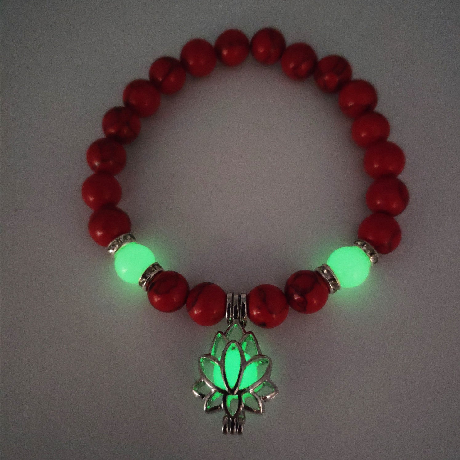 Wholesale Turquoise Luminous Lotus Sanskrit Beaded Bracelet