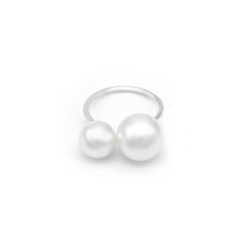 Wholesale Big and small pearl open exaggerated ring