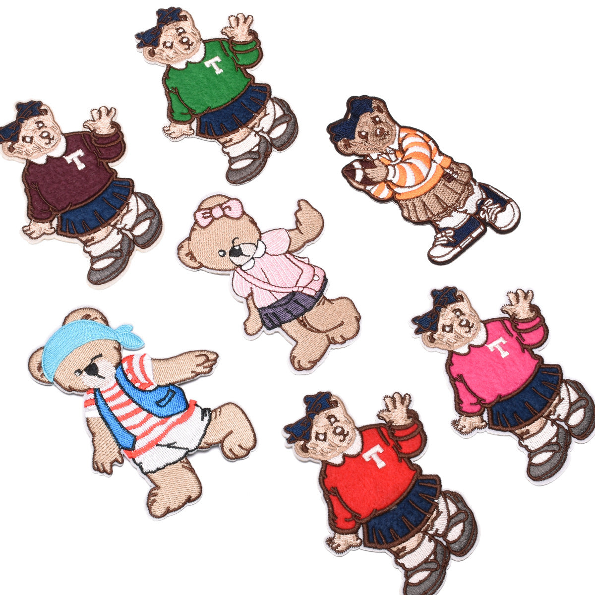 Wholesale Cartoon Bear Iron On Patches Large Embroidery Repair Stickers For Clothing Set Of 7 Styles Fashion Accessory For Coats And Sweaters