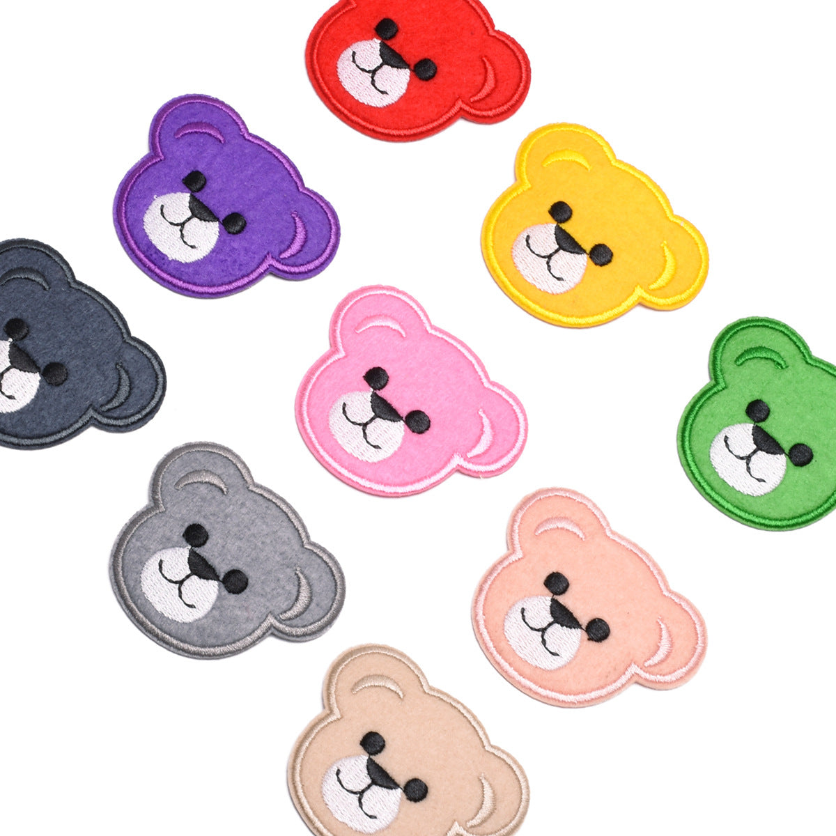 Wholesale Cute Bear Head Cloth Patches Set Of 9 DIY Decorative Repair Patches For Clothing Fashion Accessory
