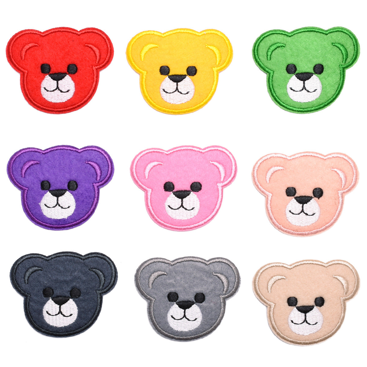 Wholesale Cute Bear Head Cloth Patches Set Of 9 DIY Decorative Repair Patches For Clothing Fashion Accessory