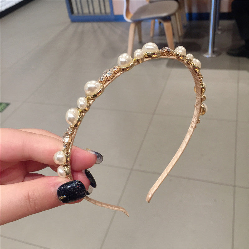 Wholesale Pearl Rhinestone Fine Hair Hoop