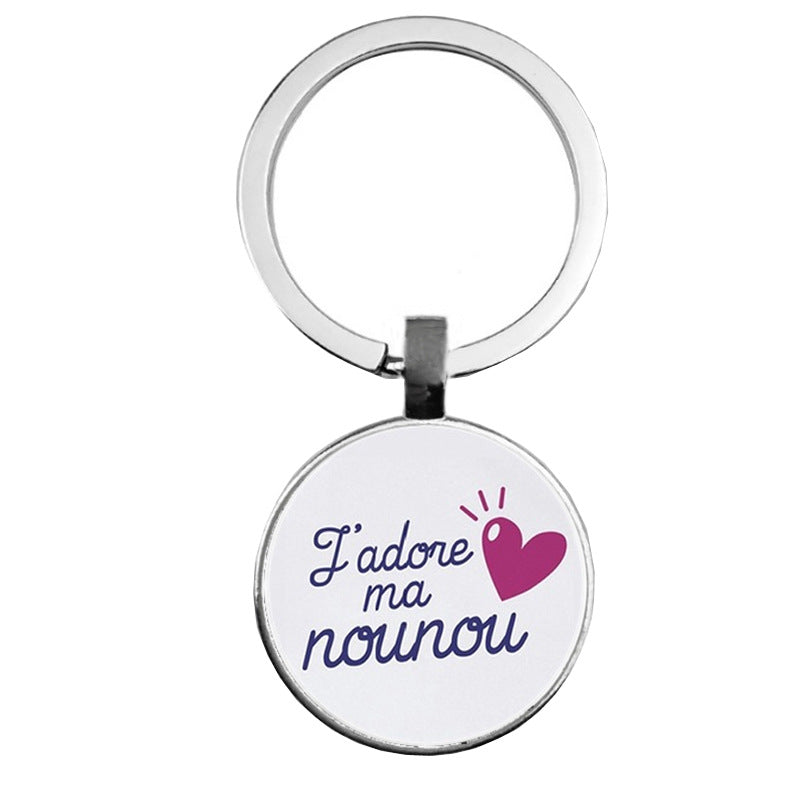 Wholesale of 25MM Time Gemstones Alloy Keychain